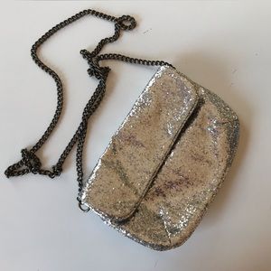 J. Crew Silver Glitter Clutch